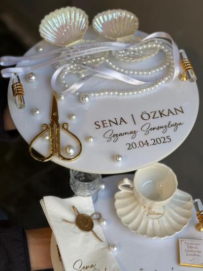 Yuvarlak Pleksi Tepsi ve İstiridye Fincan Seti