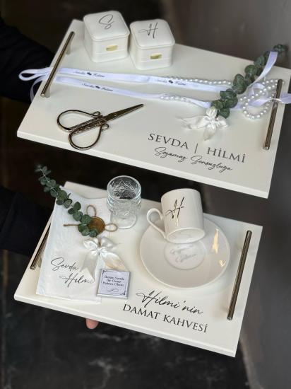 Mermer Tepsi & Damat Kahvesi Seti