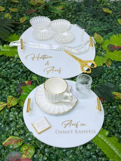 Pleksi Tepsi Damat Kahvesi Seti