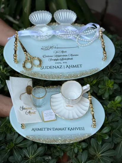 Gold Cam Tepsi Seti