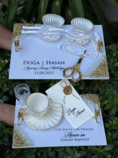 Taşlı Pleksi Söz Tepsisi Seti
