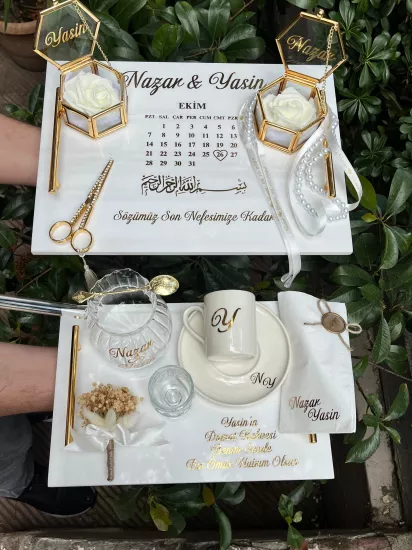 Mermer Söz & Nişan Tepsi Seti