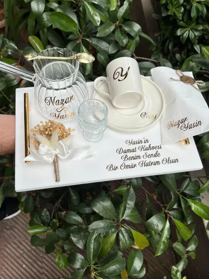 Mermer Söz & Nişan Tepsi Seti