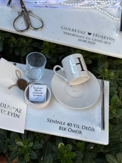Mermer Tepsi Seti Deri Yüzüklük