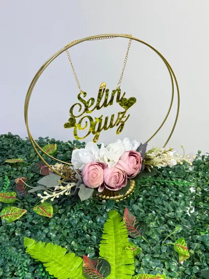 Gold Halkalı Çiçekli İsimlik