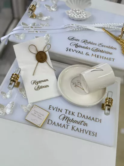 Kelebek Model Pleksi Tepsi Seti