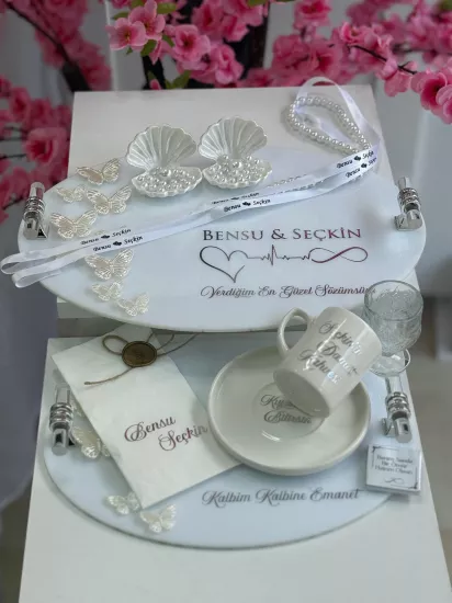 Kelebek Model Pleksi Söz ve Kahve Seti